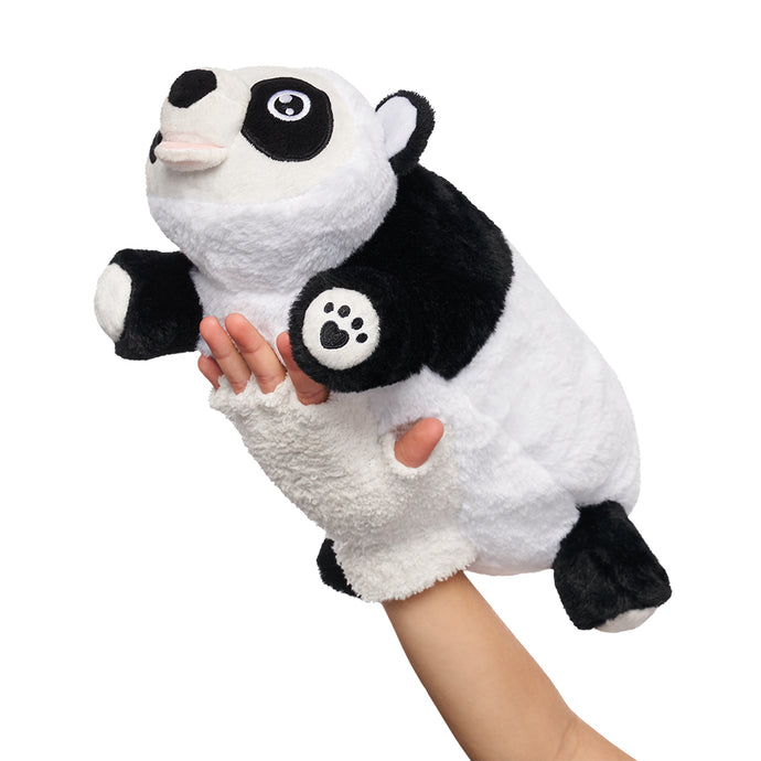 Side angle Panda Snuggle Glove Travel Pillow for Kids