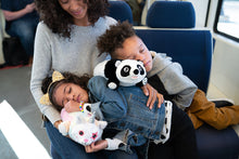 Load image into Gallery viewer, Panda Snuggle Glove Travel Pillow for Kids on train